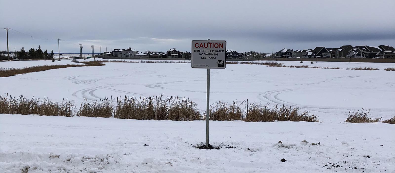 Storm water pond warning sign